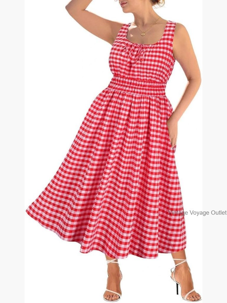 Plus Size Boho Maxi Dress Spaghetti Strap Flowy Scoop Neck Sundress